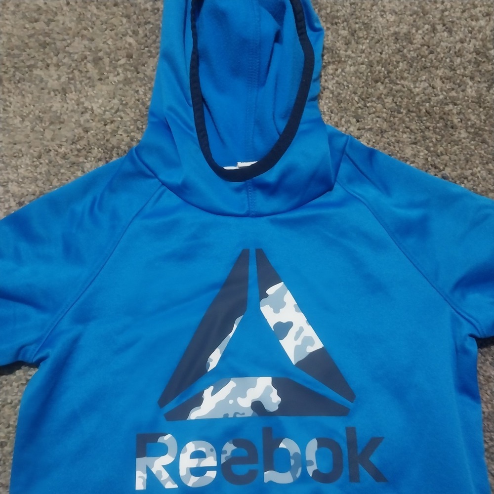 Reebok Toddler Boys Hoodie Size 5T Blue Fleece Pullover Camo Logo